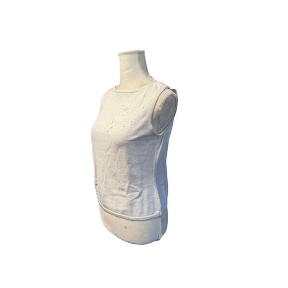 Jason Maxwell boatneck Cream Knit Pearl Embroidered women Blouse sz L - Picture 4 of 10